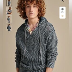 Lucky Brand Dark Denim Knit Hoodie Sweater cotton NWOT Sz. S